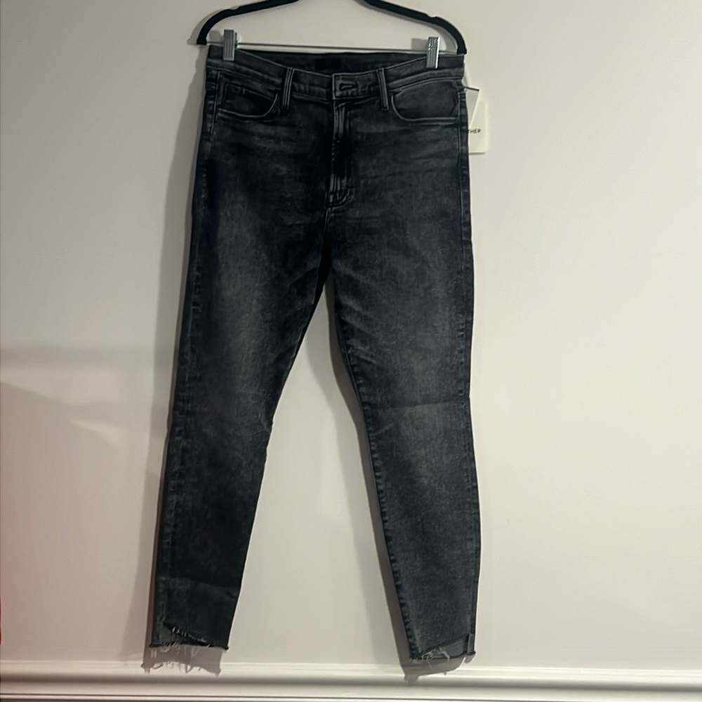 Mother jeans the stunner, zip ankle step fray train stops